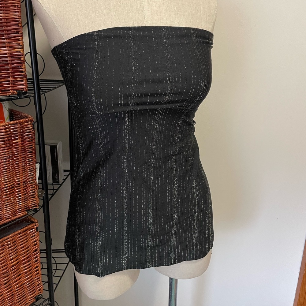 Express black and gold pinstripes tube top final price vintage M
